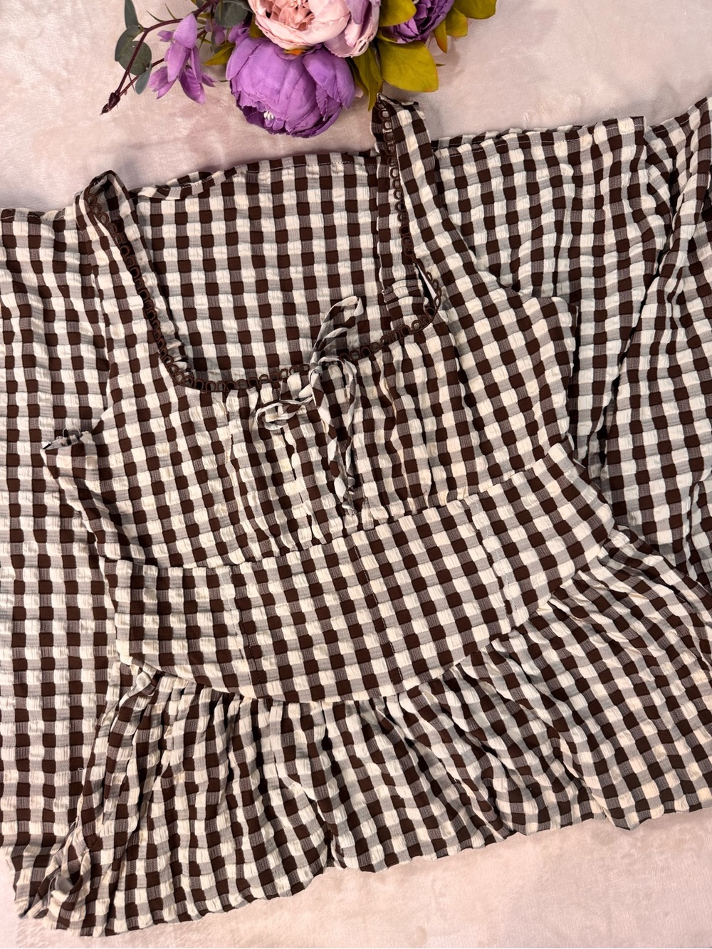 Jessica Simpson Viral Brown Gingham Midi Dress